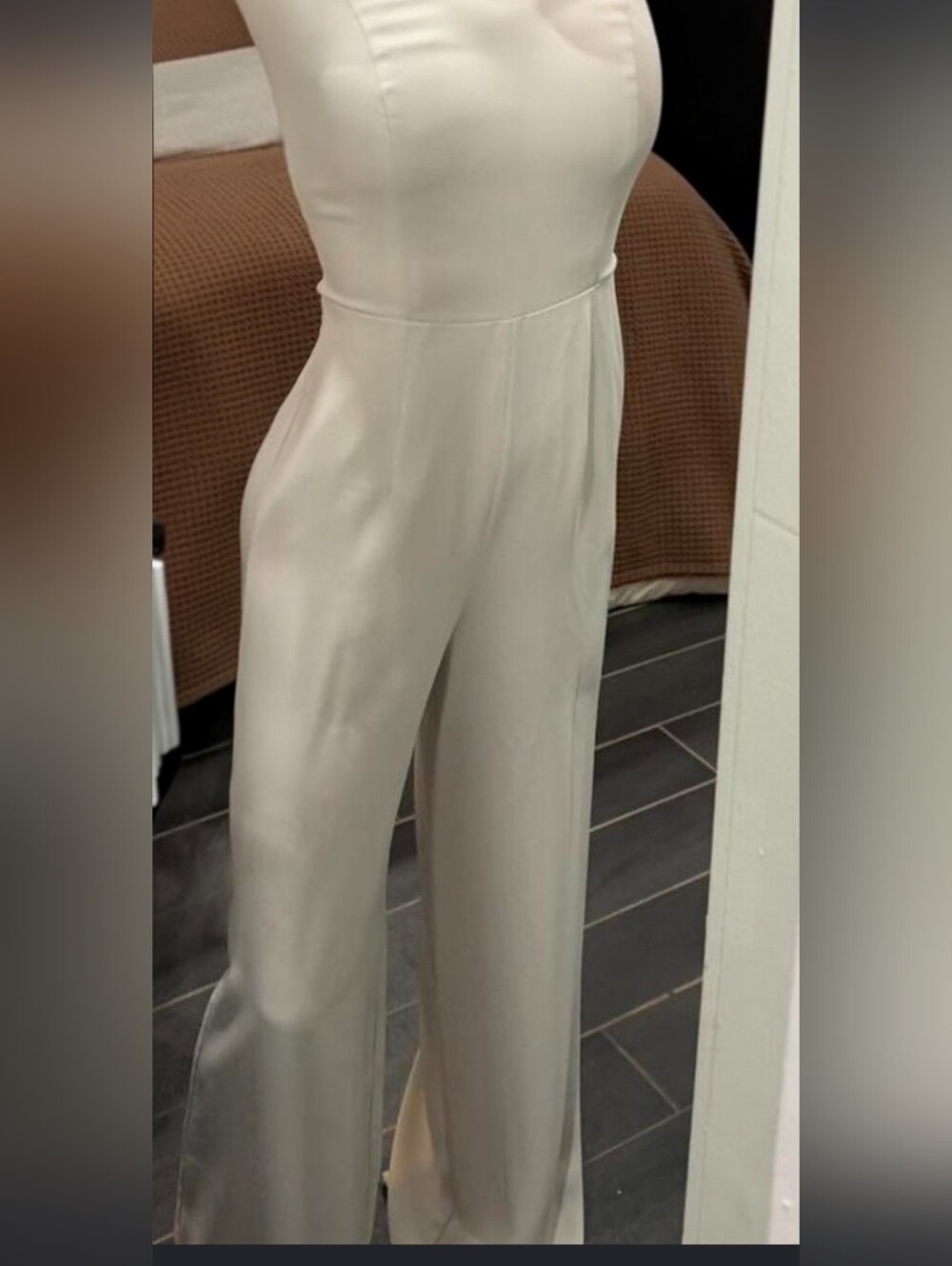 Forever 21 Cream Wide-Leg Jumpsuit